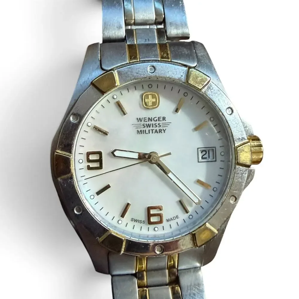 Wenger Swiss Military 79093 Two-Tone Quartz Date Watch Stainless Steel 100M WR